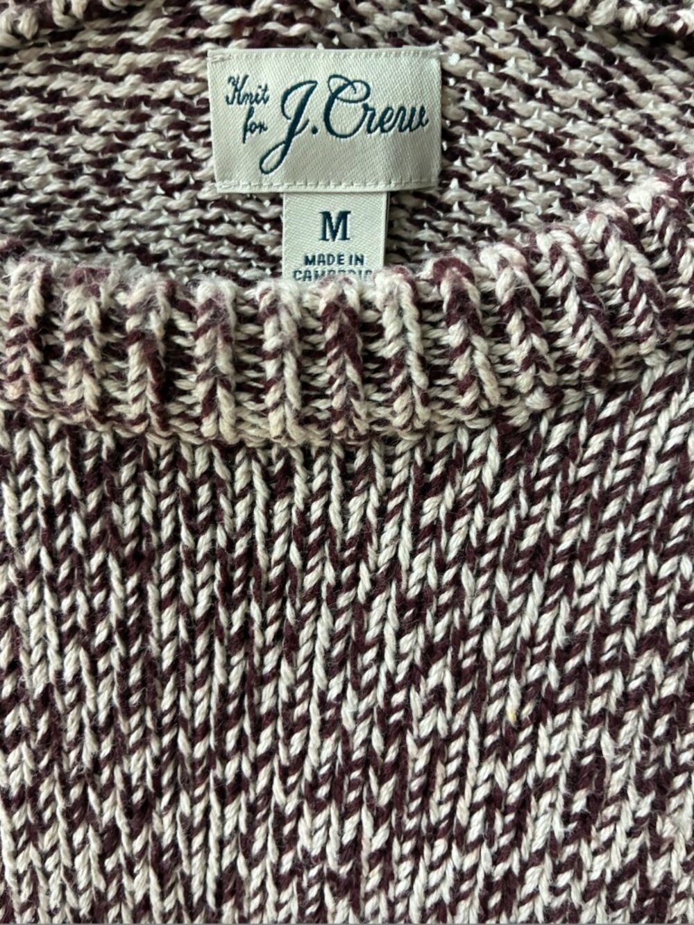 J. Crew Marled Cotton Crewneck Sweater in Brown and White - Size M - Picture 4 of 7